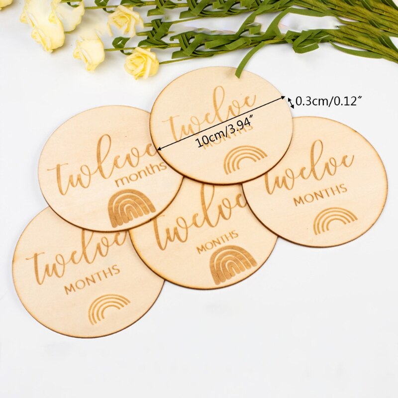 12 Pcs Baby Milestone Cards Wooden Commemorate Bab... – Grandado
