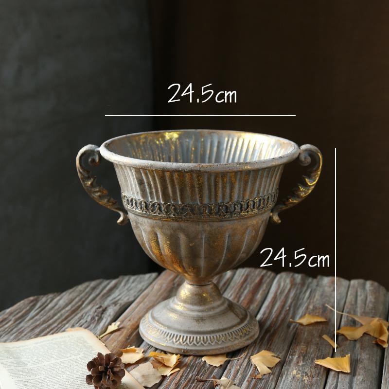 Gylden årgang gammel smijern vase blomst sølv europeisk blomsterpotte beger klassiske blomster ornamenter