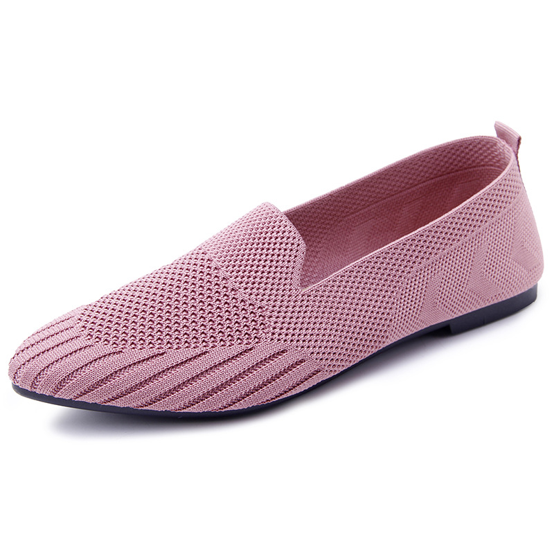 Kvinder flade sko spids sort kontor sort flade arbejdssko dame loafers åndbar sapato feminino dame bådsko: Lyserød / 36