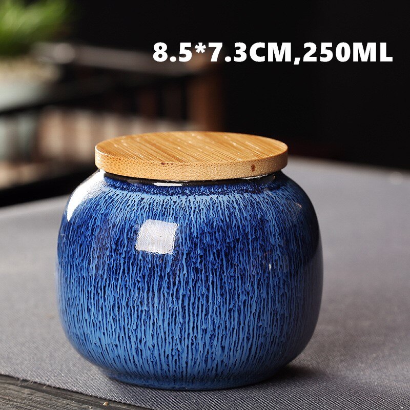 650ml Sealed Ceramic Porcelain Tea Caddy Teaware Pot Kiln To Tea Pot Household Storage Container Tea Container Ceramic Container: C BLUE