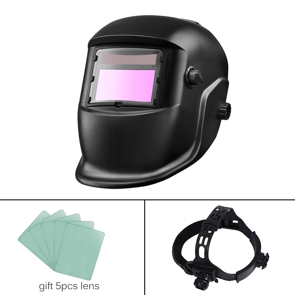 Solar automatisk svejsehjelm svejsemaske hovedmonterede briller lys filter svejsehætte beskyttelseshjelm flad flip halv: E