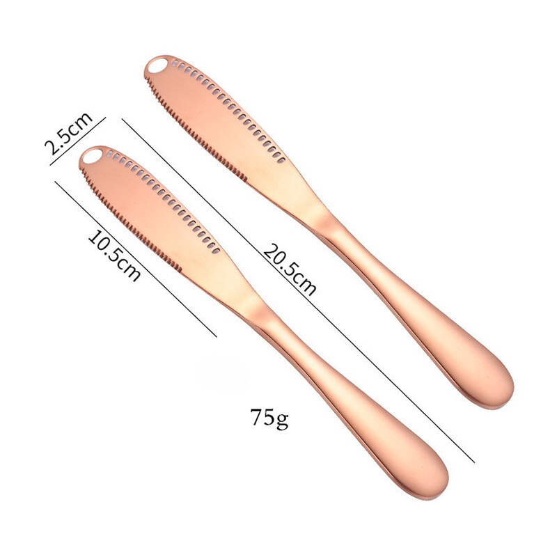 Couteau à beurre en acier inoxydable 3 en 1, bigoudi, Gadgets de cuisine, ensemble de 2 en or: Rose