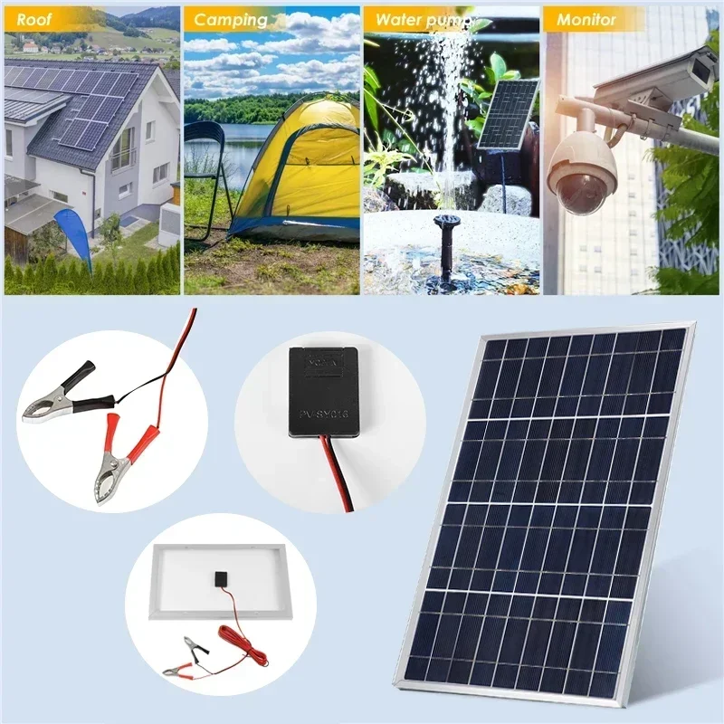 Kit de panel solar de 300W y 12V con controlador 10A-100A, puerto USB, cargador de batería solar portátil adecuado para acampar al aire libre, RV móvil