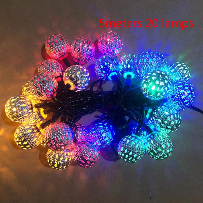 20/30/50 Led Ronde Bal Licht Solar Lamp Power Led String Lights Solar Slingers Tuin Decor Voor Outdoor Waterdichte lichten: color  5M