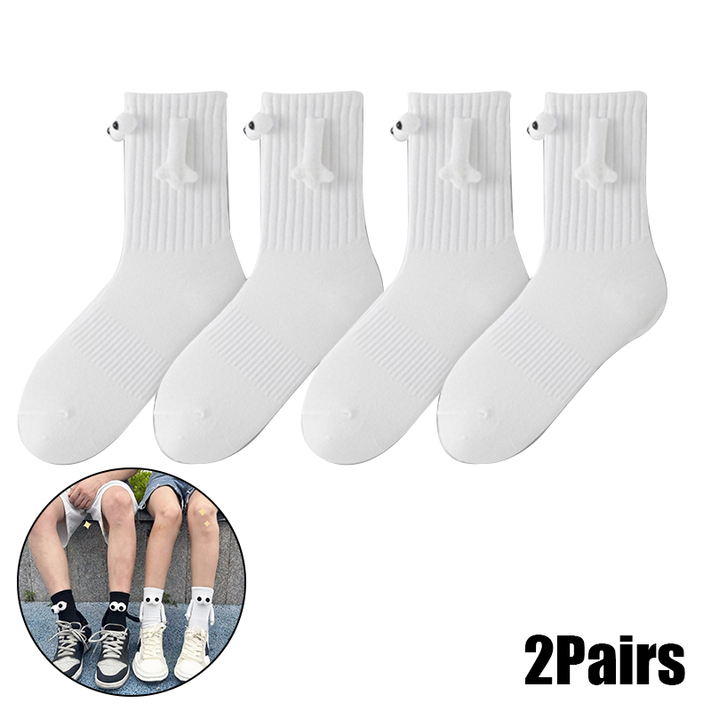Calcetines magnéticos con manos mujeres hombres negro blanco divertido lindo ojos de dibujos animados pareja calcetines de tubo medio para: Verde