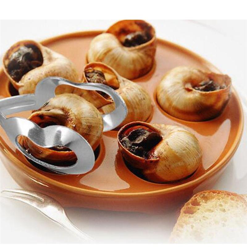2pcs Stainless Steel Food Clip Escargot Fork Clip Snail Tong Utensils Tableware for Home Restaurant Hotel (Fork and Clip )