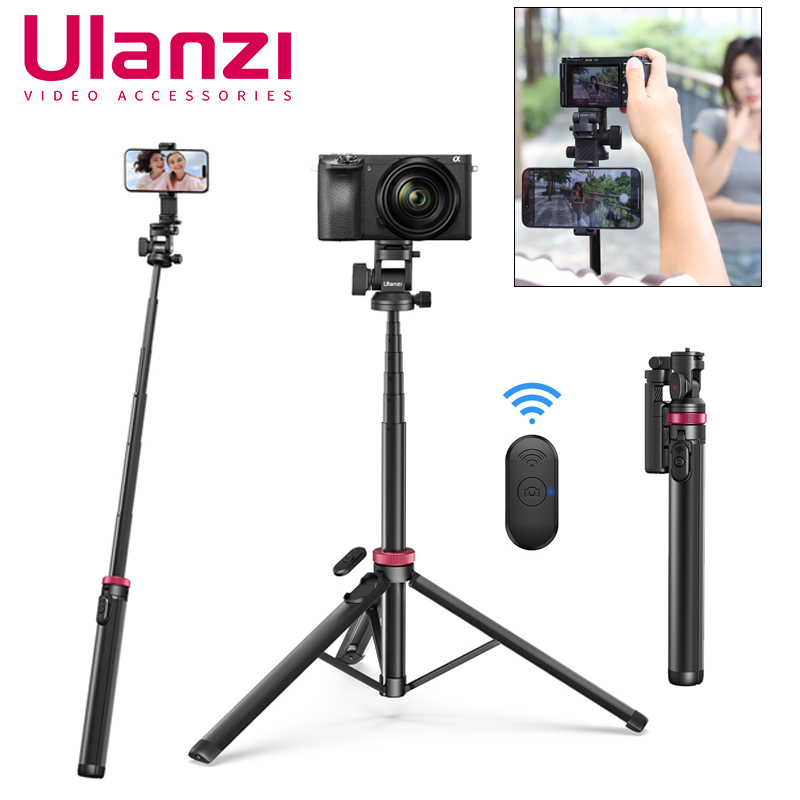 Ulanzi MT-78 Phone Tripod With Bluetooth Remote Controller Double Cold Shoe Quick Disassembly Gimbal 1/4 Screw For DSLR Camera