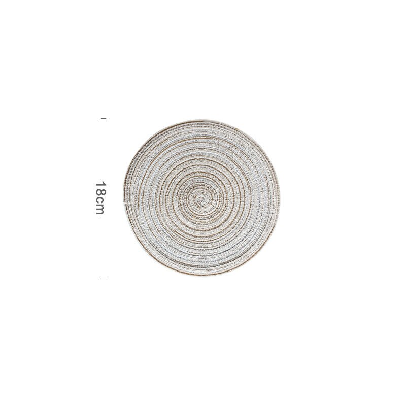Japanese Round Ramie Table Mat Insulation Pad Solid Placemats Linen Non Slip Kitchen Accessories Decoration Home Pad Coaster: Beige-18cm