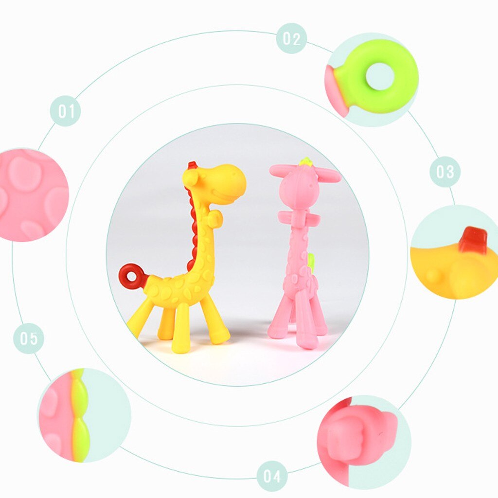 Silicone Bambino Molare bastone giocattolo del Silicone Per Bambini Giraffa Massaggiagengive Titolare di Dentizione Del Bambino Molare Giocattolo Bastone Детская молярная игрушка