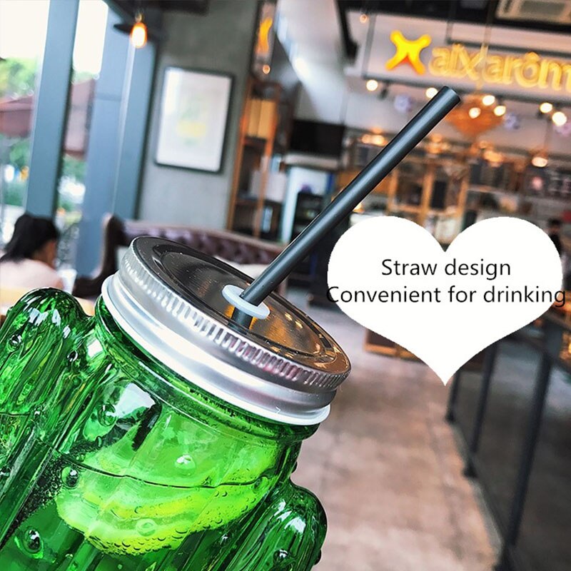 Ruida liten färsk kaktus form halm glas kopp hög temperatur resistent frukt tekopp sommar transparent glas kopp