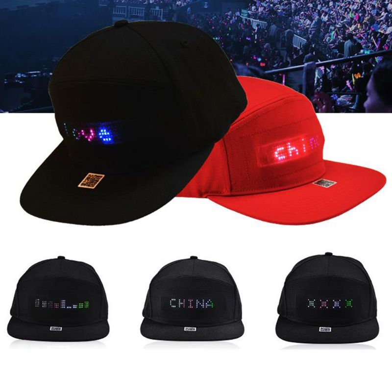 Mannen Vrouwen Bluetooth Led App Controlled Baseball Hoed Bericht Display Hip Hop Cap