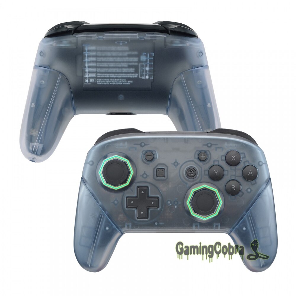 eXtremeRate Clear Atomic Purple Octagonal Gated Sticks Faceplate Backplate Handles Replacement Grip Housing for NS Switch Pro