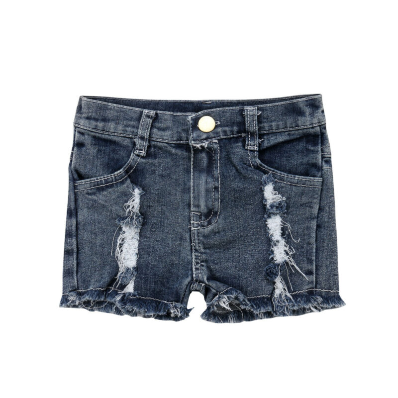Pantalones vaqueros rasgados elásticos para niños y niñas, pantalones cortos vaqueros deshilachados, pantalones calientes,