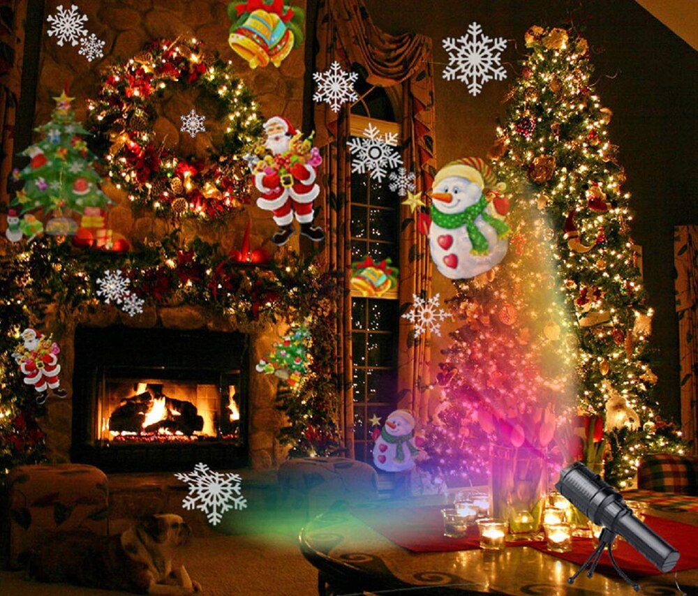 USB Rechargeable 2 in 1 Projection Handheld Flashlight with 12 Patterns Christmas Halloween Projector Lights for Birthday Party