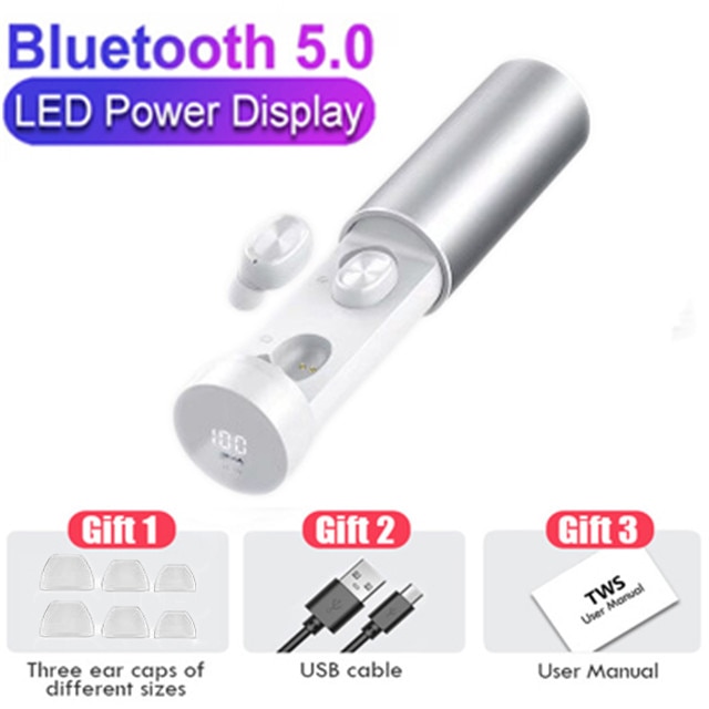 B9 TWS Bluetooth écouteur sans fil casque étanche écouteurs LED affichage HIFI Sport Heasets avec micro jeu musique: b9 white