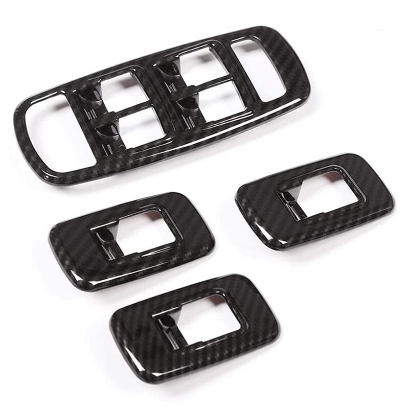 Cadre Bouton Lève-vitre Fibre Carbone Pour Alfa Romeo Stelvio 2017-2020 - Lot De 4 Pièces - Noir