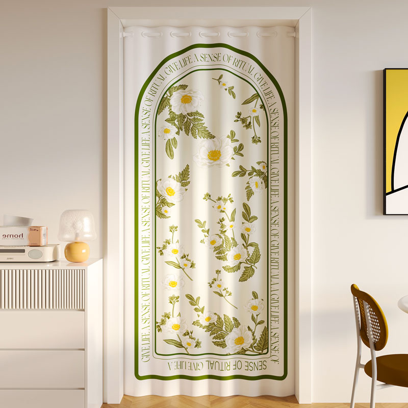 Rideau de porte imprimé en velours, coupe-vent et isolation thermique, adapté à la chambre à coucher, au salon et au couloir: 7*2.6 / Black