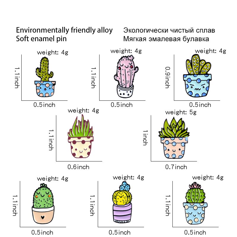 Broche de cacto de botanha rosa verde, plantas farpadas, suculentas, adorável, brilhante, rosto salpico, vaso de planta, presentes para crianças