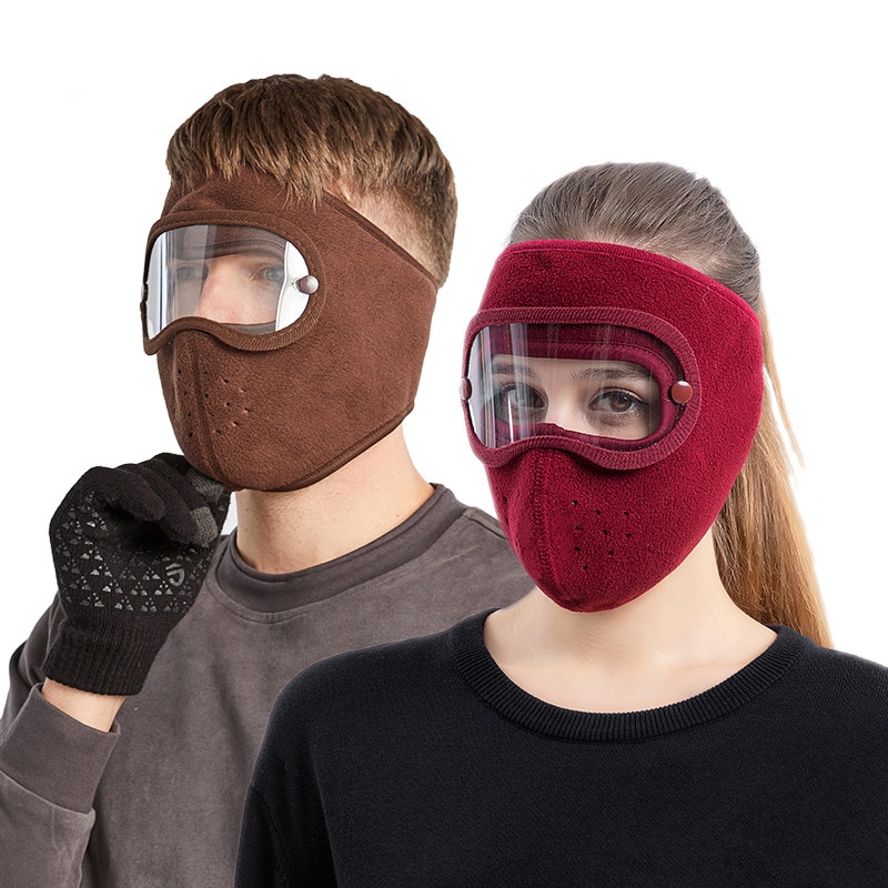 Höst och vinter förtjockad hatt varm maskerad hatt mocka ridning vindtät högupplösta skyddsglasögon anti-fog mask skidhatt kepsar