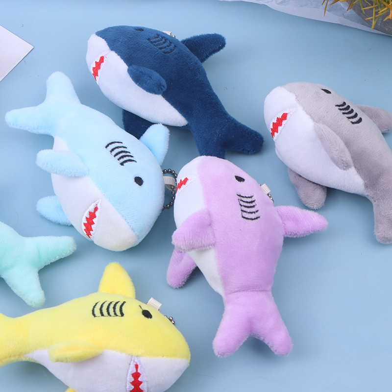 Veelkleurige cartoon haai pluche sleutelhanger - schattige knuffelhanger voor kinderen en volwassenen