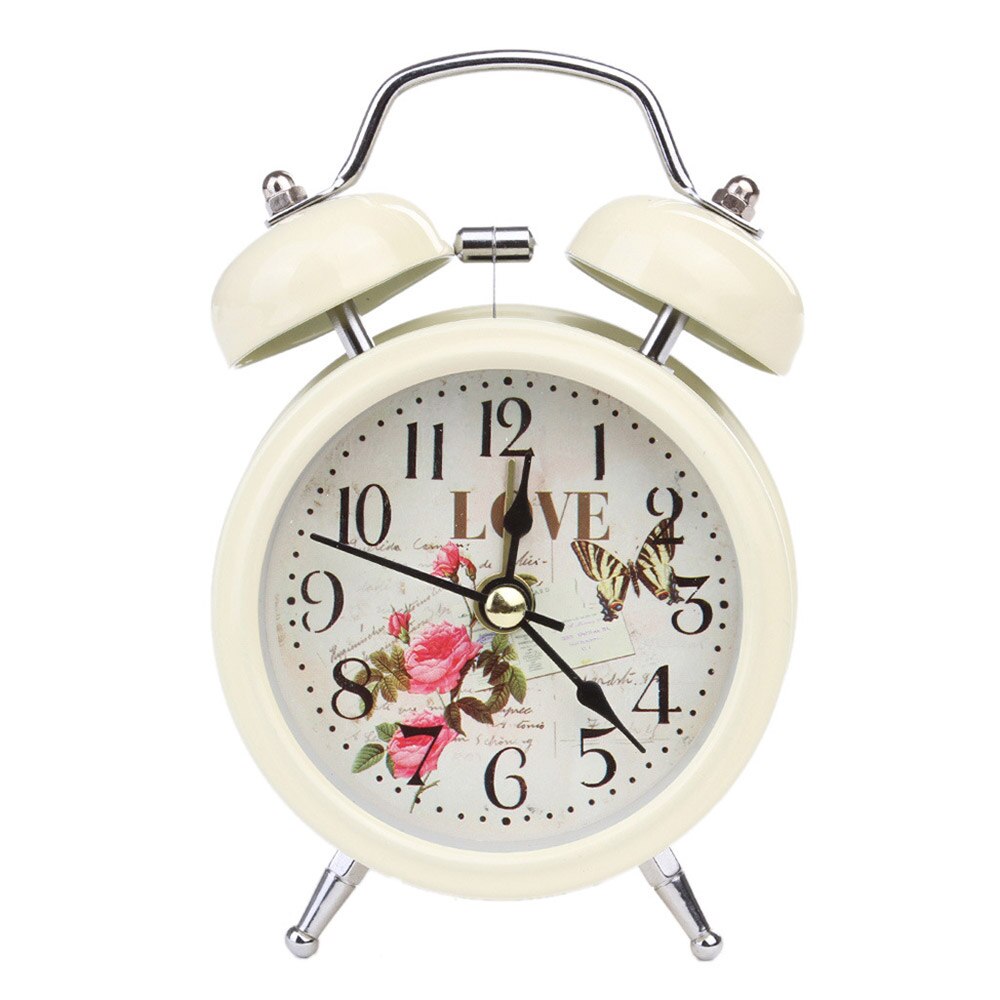 Despertador Retro blanco y negro para el hogar, reloj Digital con números redondos y doble campana para mesa de escritorio y decoración del hogar: C1