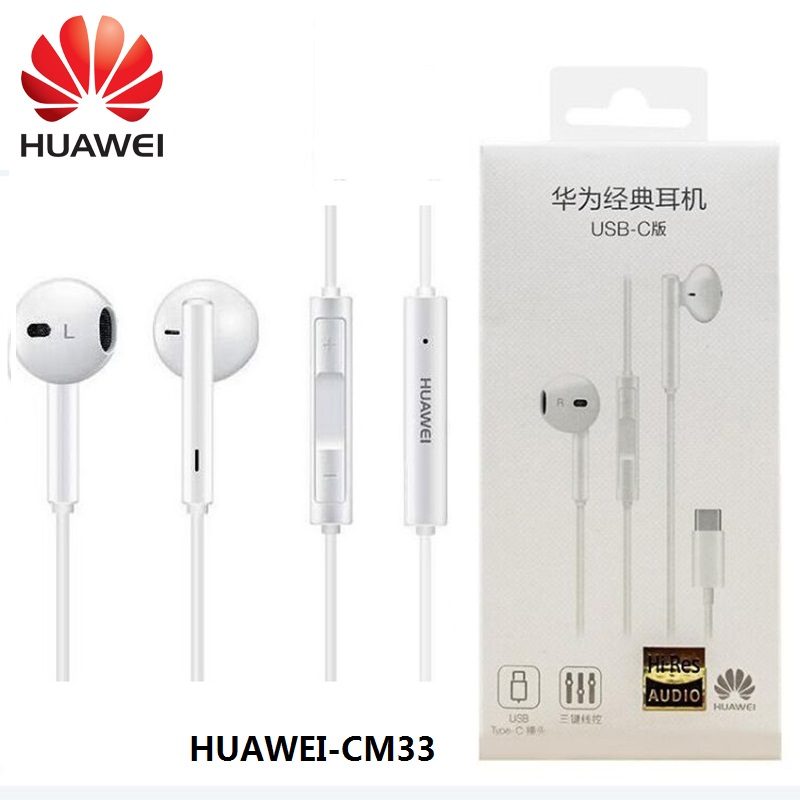 Original HUAWEI CM33 auricular USB tipo C en la oreja auricular volumen micrófono HUAWEI Mate 10 20 Pro 20 X RS P 10 20 30 Nota 10: With Retail packing