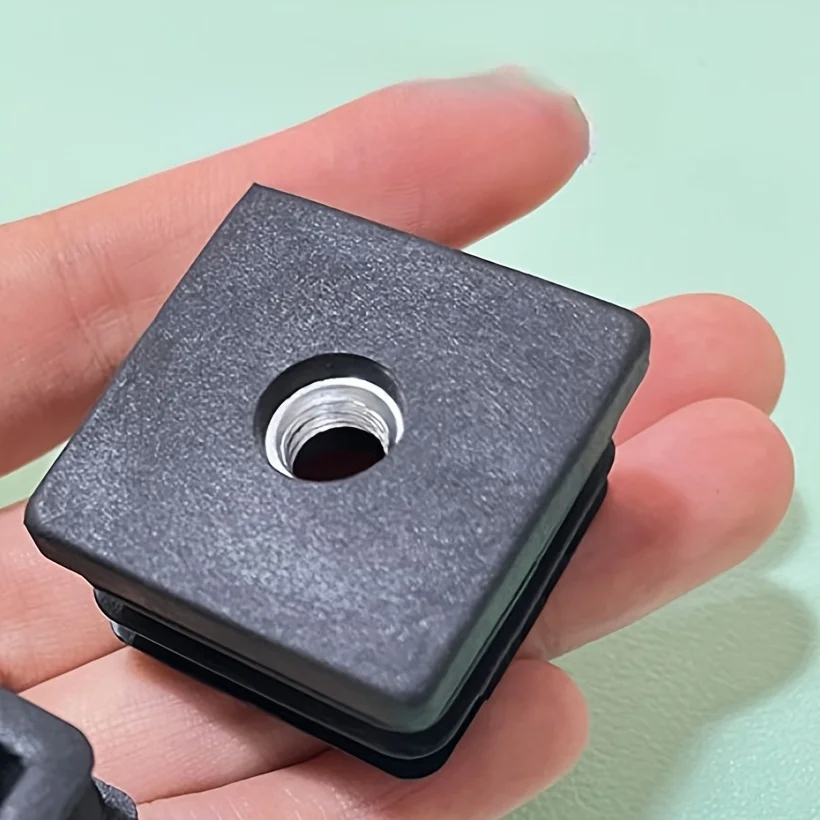 Insert de tube carré en caoutchouc M8 avec écrou en acier inoxydable, bouchon de tube de protection pour la protection du sol des meubles, 25mm