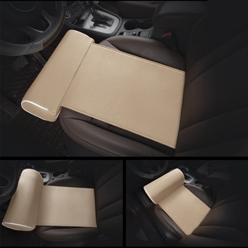 Cojín para asiento de coche reposapiés de cuero PU, soporte para piernas, esterilla cuadrada, rodillera de fácil conducción, apoyo para los muslos, accesorios de Interior de coche: 1pc beige