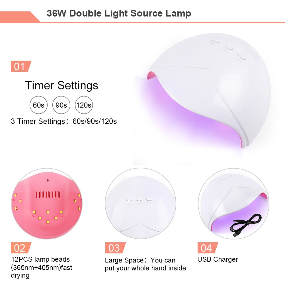 Coscelia neglesæt gel neglelak sæt med 36w uv led lampe 10/20 farver soak off manicure værktøj sæt negle kunst dekorationer