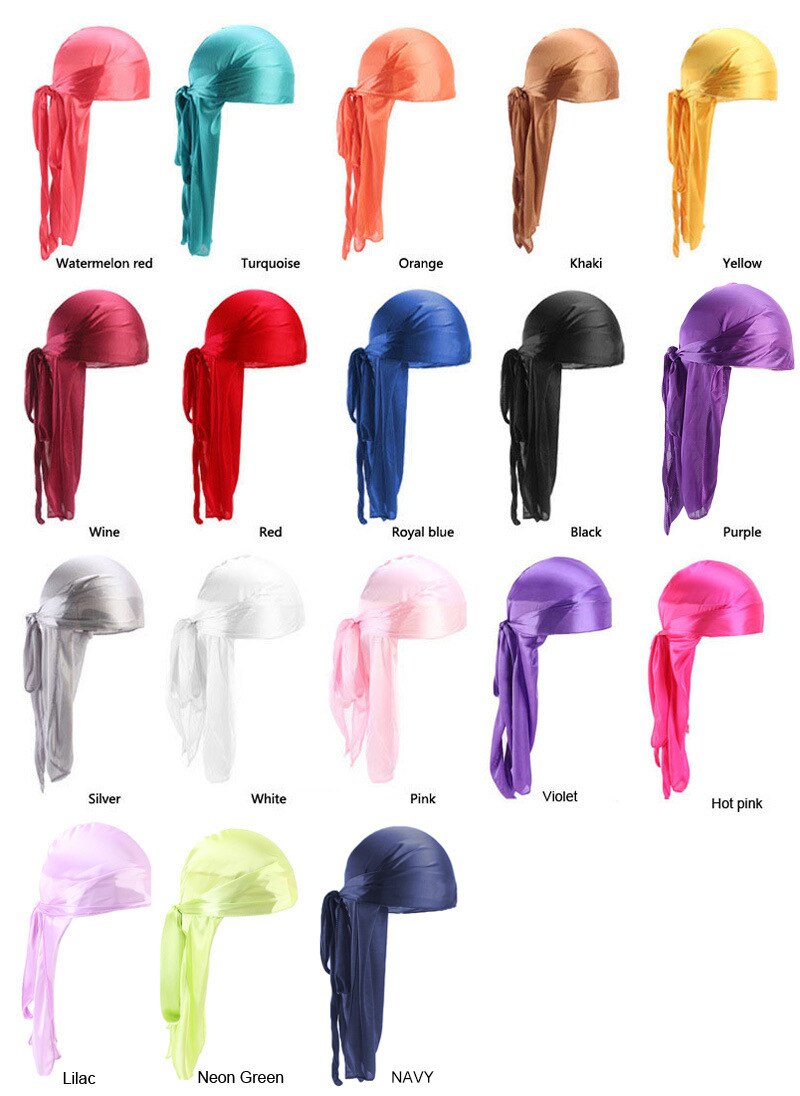 UK STOCK Unisex Men Womens Bandana Doo Durag Headwear Long Tail Soft Silk Pirate Cap Wrap outdoor cycling Durag beanie Adult Hat