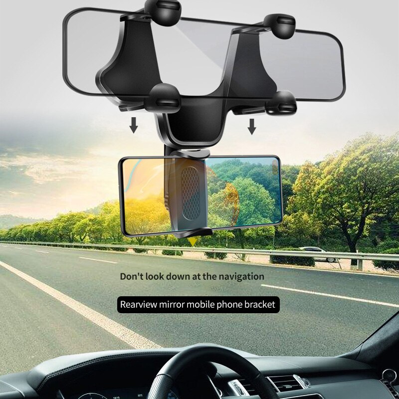 Universele 360 ° Auto Voertuig Achteruitkijkspiegel Mount Stand Phone Houder Cradle Voor Mobiele Telefoon Gps Auto Achteruitkijkspiegel houder