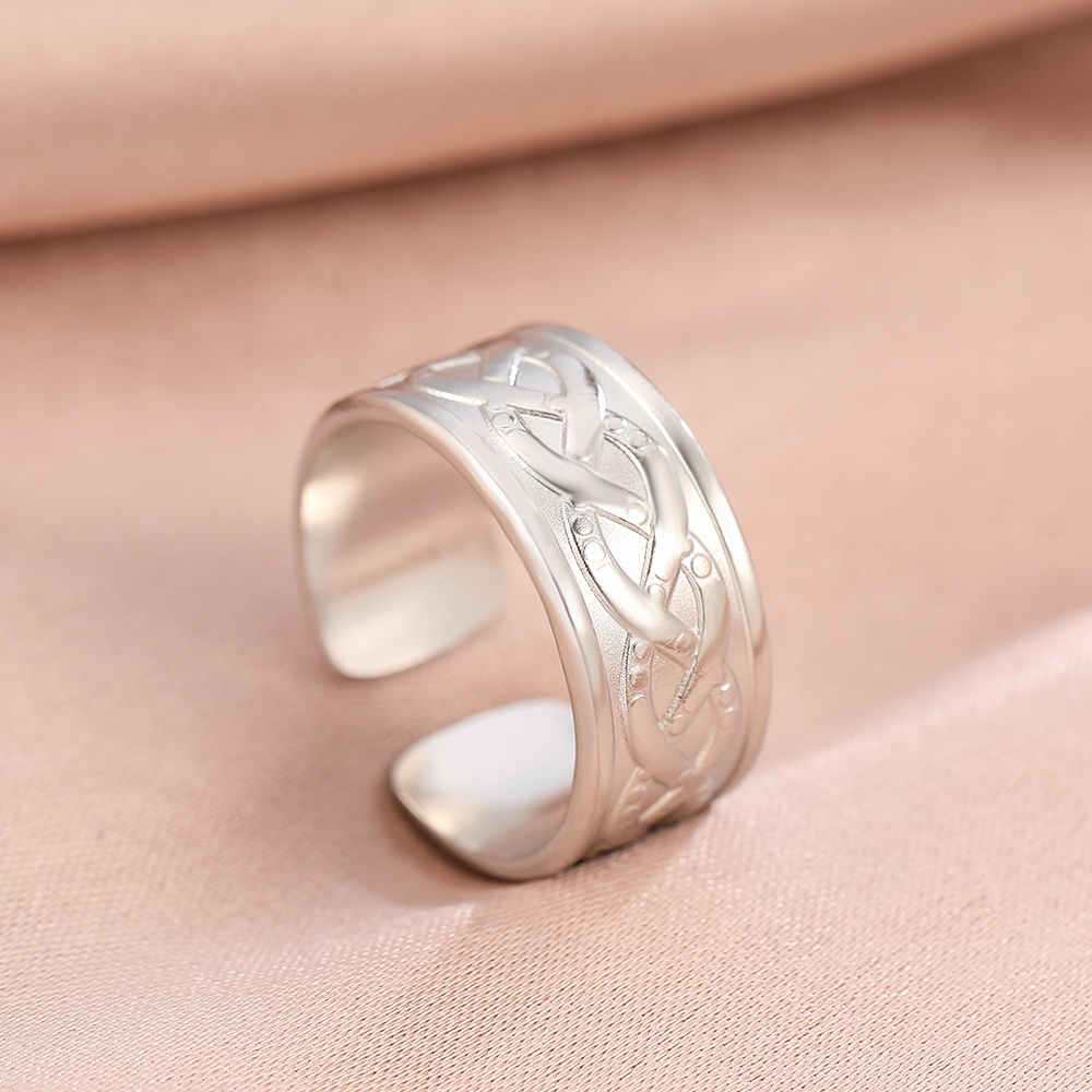 Anillos de acero inoxidable bohemio geométrico abierto ajustable anillo ancho Vintage anillo fino para mujer joyería de aniversario: Oro