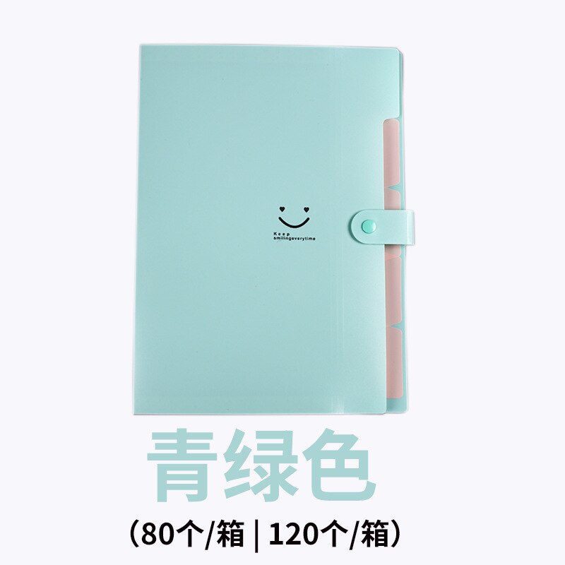 Literaire Leuke Smiley Gezicht Snoep Kleur Map Creatieve Scheiding Multi-layer A4 Map 5 Grid Orgel Zak Data Papier opbergtas: 9