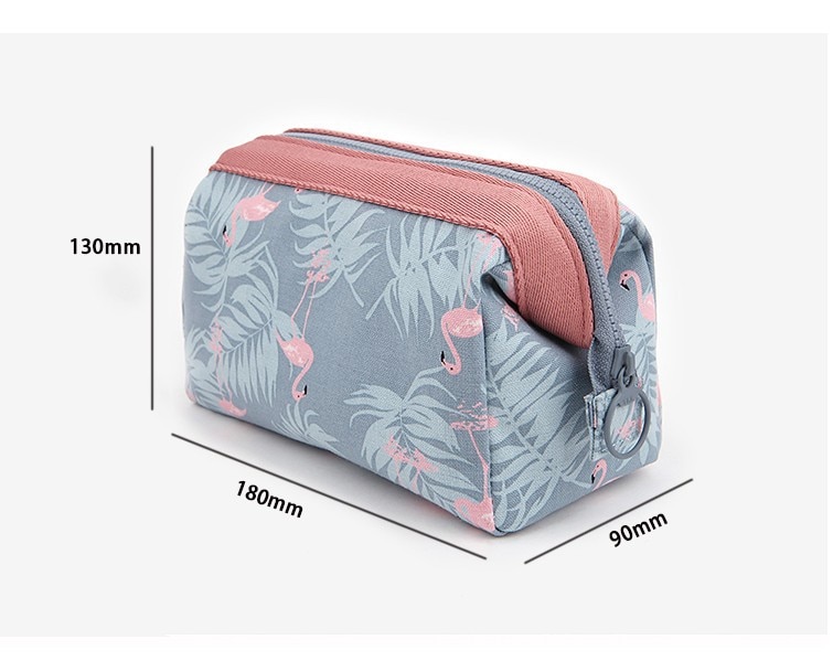 Bolsa de maquiagem para viagem, bolsa organizadora para cosméticos e itens de banheiro com função flamingo