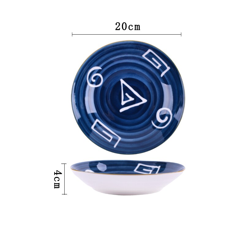 Plato hondo de cerámica pintado a mano japonés, plato de fruta familiar, plato occidental para carne, precio al por mayor, 4 Uds.: 1 / 1PCS