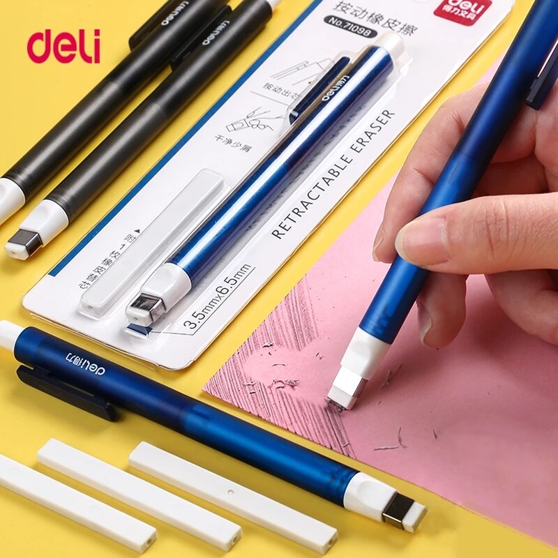 Retractable Pencil Eraser Press Eraser Rubber Student Supplies Writing School Stationery for Kids Student Drawing