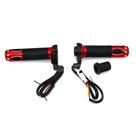 LMODRI Motorcycle Electric Heated Grips Motorbike Grip ATV Scooter 22mm 7/8" Handlebar Hand Warmer Aluminum 12V: Red