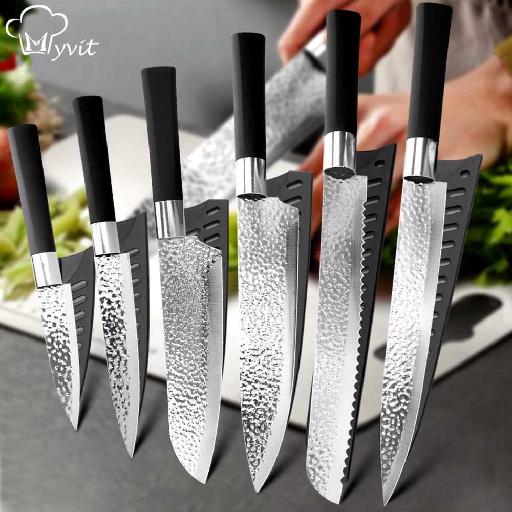 6pcs Knives Kitchen Set Japanese knife Set High Carbon Stainless steel Meat Cleaver Fruit Paring Knife Chef Knives