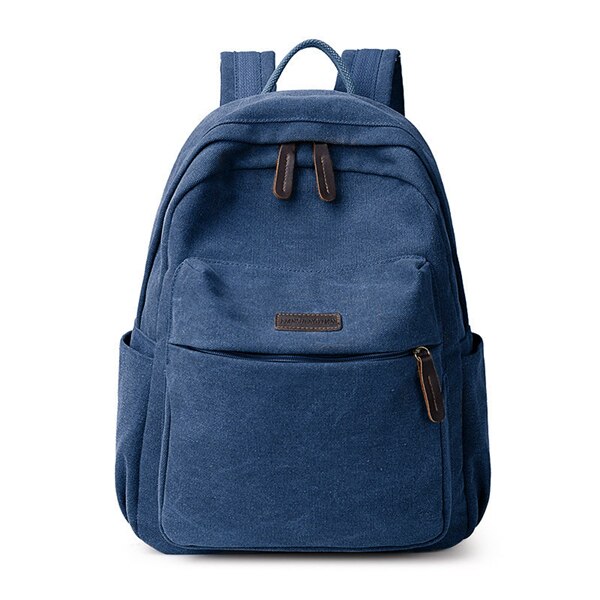 QINRANGUIO Backpack Women Backpack Female Canvas Women Backpack Large Capacity School Backpack: Deep Blue