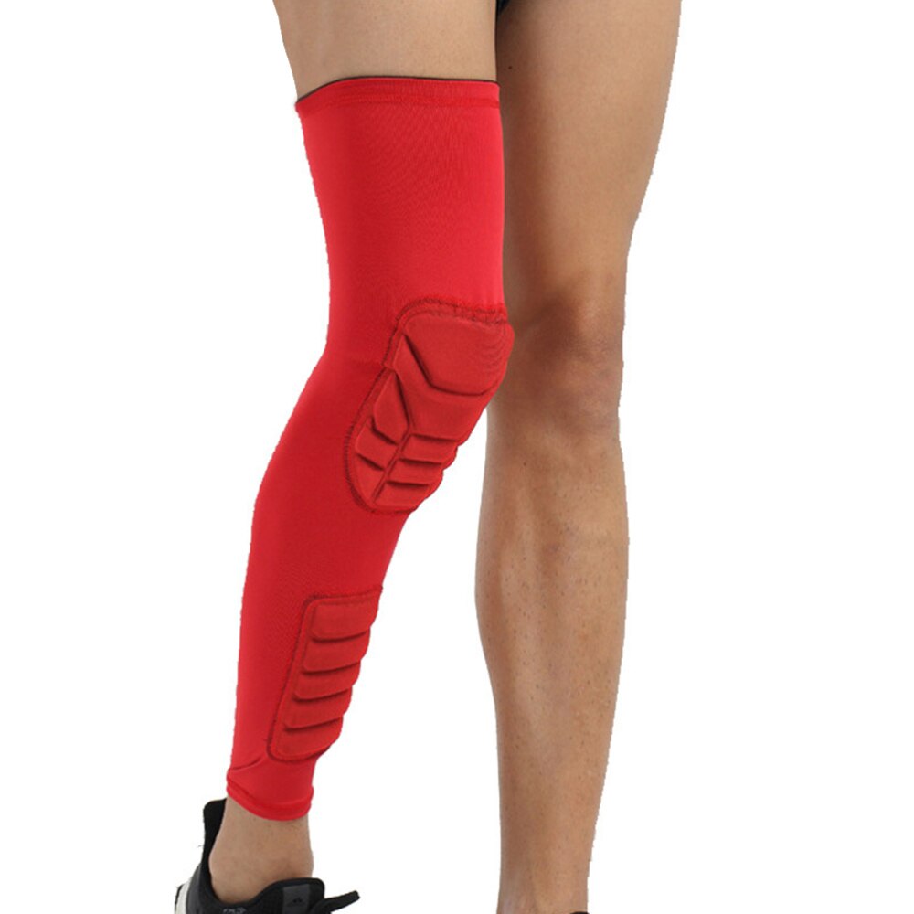 Ginocchiera assorbente antiurto singola ginocchiera manica lunga ginocchiera sport per adulti protezione per gambe tutore per pallacanestro calcio escursionismo: rosso / M