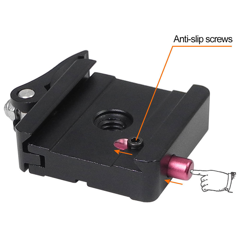 Placa de liberação rápida de alumínio, 1/4 ''e 3/8'' + montagem adaptador com trava para câmera dslr tripé cabeça de bola monopé arca rrs suíço