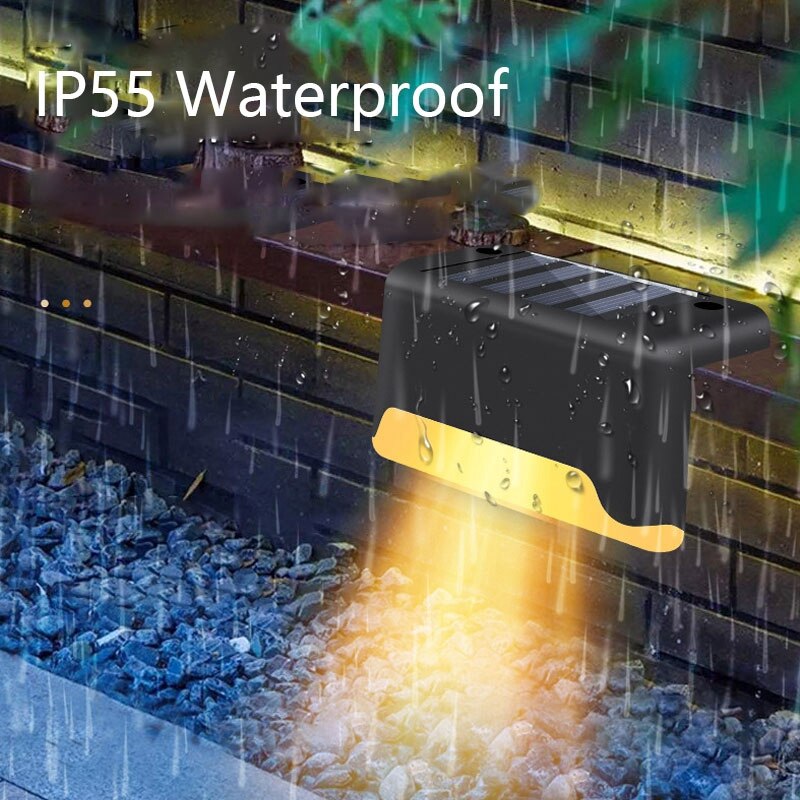 LED Solar Lamp Path Stair Outdoor Waterproof Wall Light Garden Landscape Step Stair Deck Lights Balcony Solar Fence Light