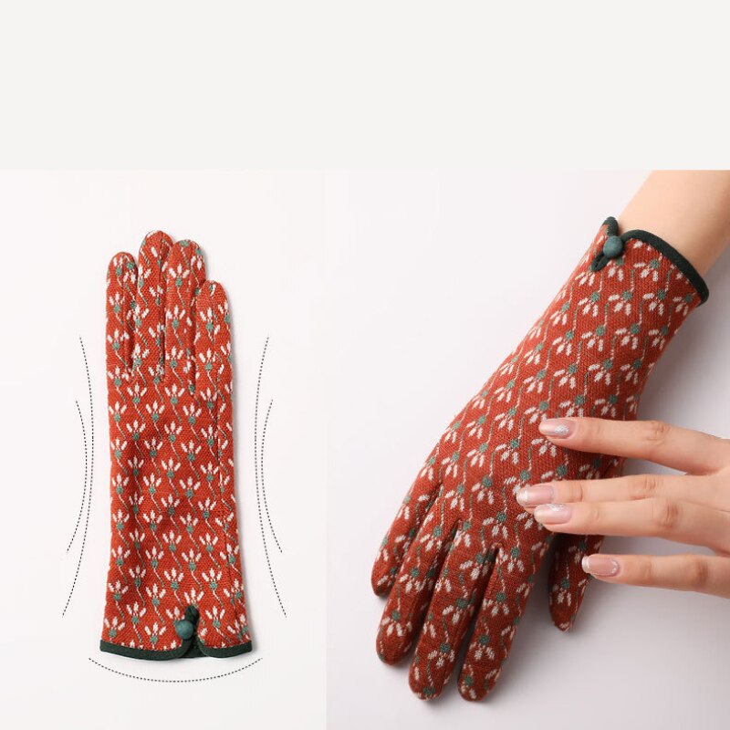 Guanti eleganti leopardati da donna autunno inverno caldo tocco schermo sezione sottile non gonfiato ciclismo tutto'aperto guida personalità della moda