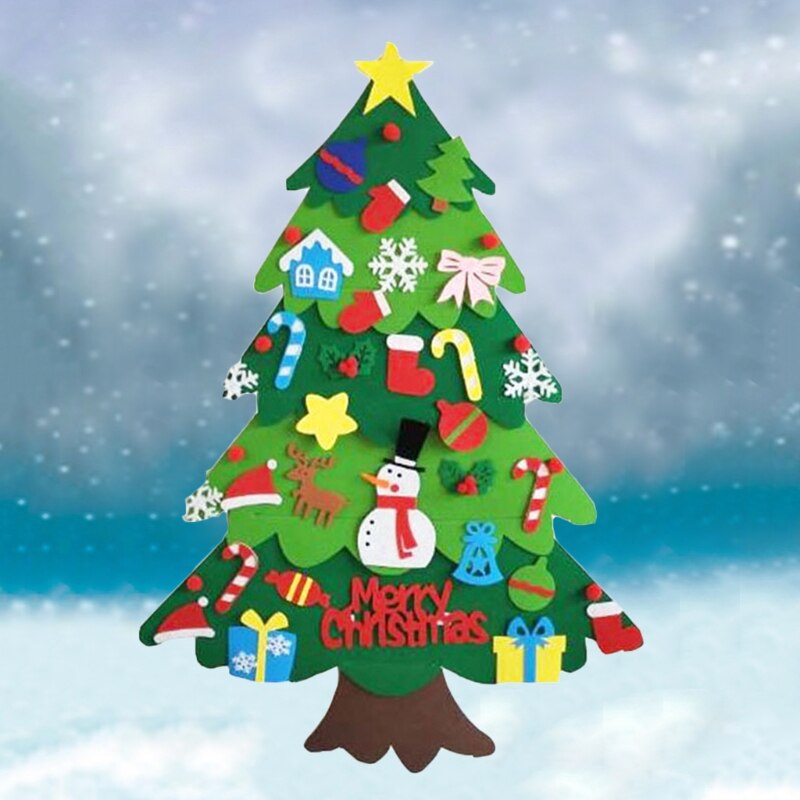 Kids Diy Vilt Kerstboom Decoratie Sneeuwpop Ornamenten Kinderen Jaar Thuis Party Xmas Versiering