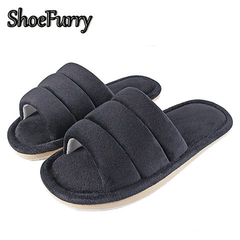 ShoeFurry Winter Mannen Casual Schoenen Thuis Slippers Zachte Pluche Warme Katoenen Schoenen Mannelijke Indoor Slippers Huis Harige Slippers Big Size: SZJ-STPM Black / 11