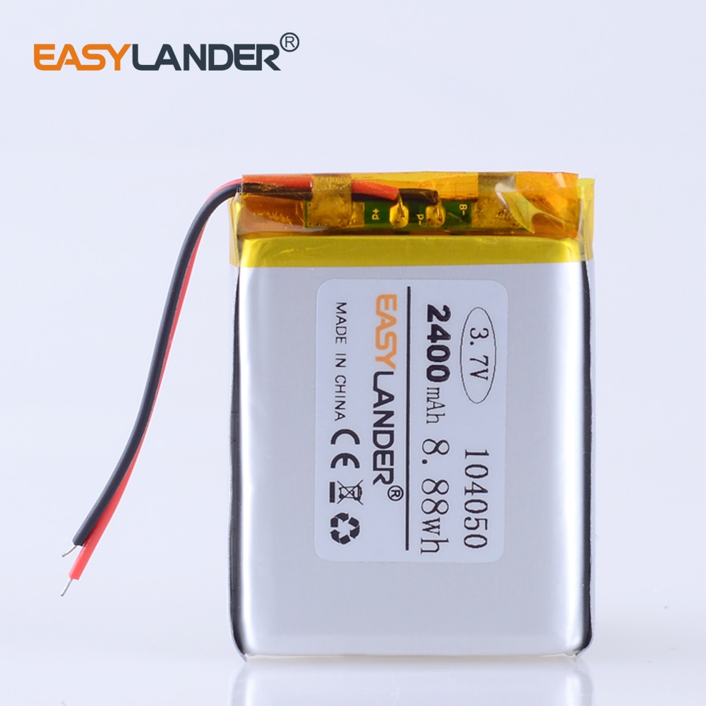 Batterie li-po Rechargeable 3.7V 2400mAh, Lithium polymère 104050, cellules li-ion pour GPS MP3 MP4, enregistreur de conduite