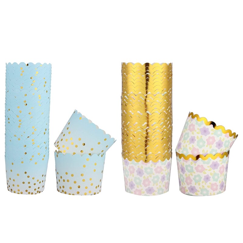 50 Pcs Colorful Greaseproof Paper Baking Cups 5 Oz Cupcake Paper Liners Disposable Muffin Cases Cupcake Containers