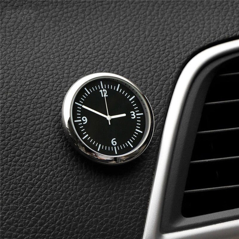Mini Auto Quartz Horloge Desktop Auto Decorating Stick-On Klok Auto Air Vent Quartz Klok Horloge Auto Kantoor Decoreren ornament: Black B