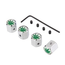 Set Of 4 Black Metal Tire Valve Dust Caps - Anti-Theft, Universal Fit, Chrome Finish