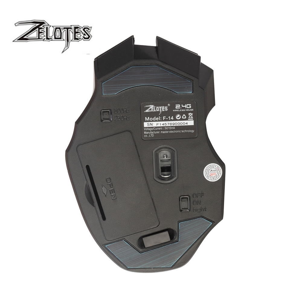 ZELOTES F14 2400 DPI 7 botones LED ratón óptico ordenador inalámbrico 2,4G ratón inalámbrico Gaming respiración luces para PC portátil